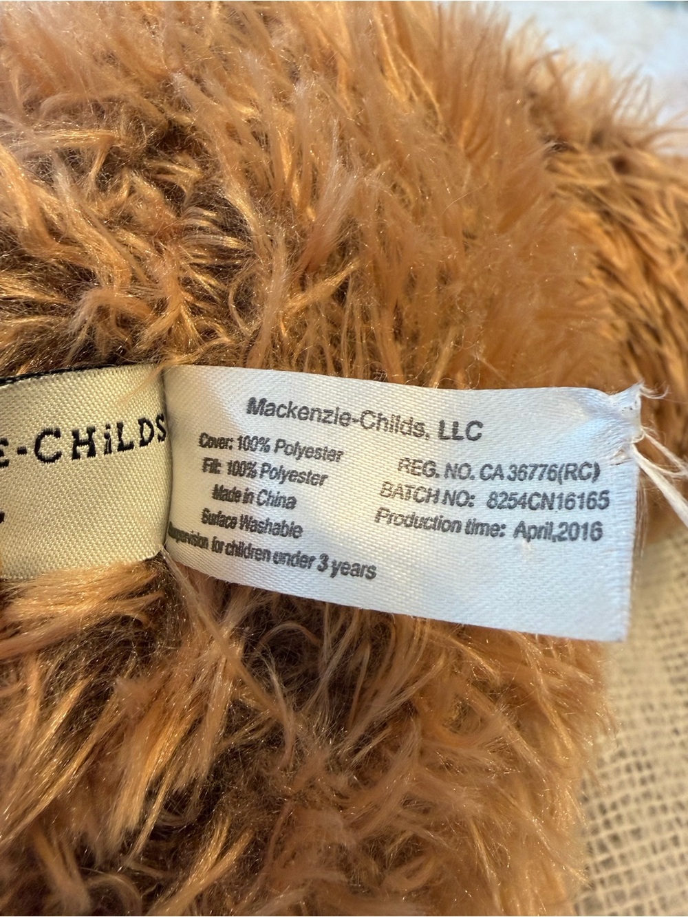 MacKenzie Childs Mac the Teddy Bear courtly check trim 17” - Picture 5 of 9